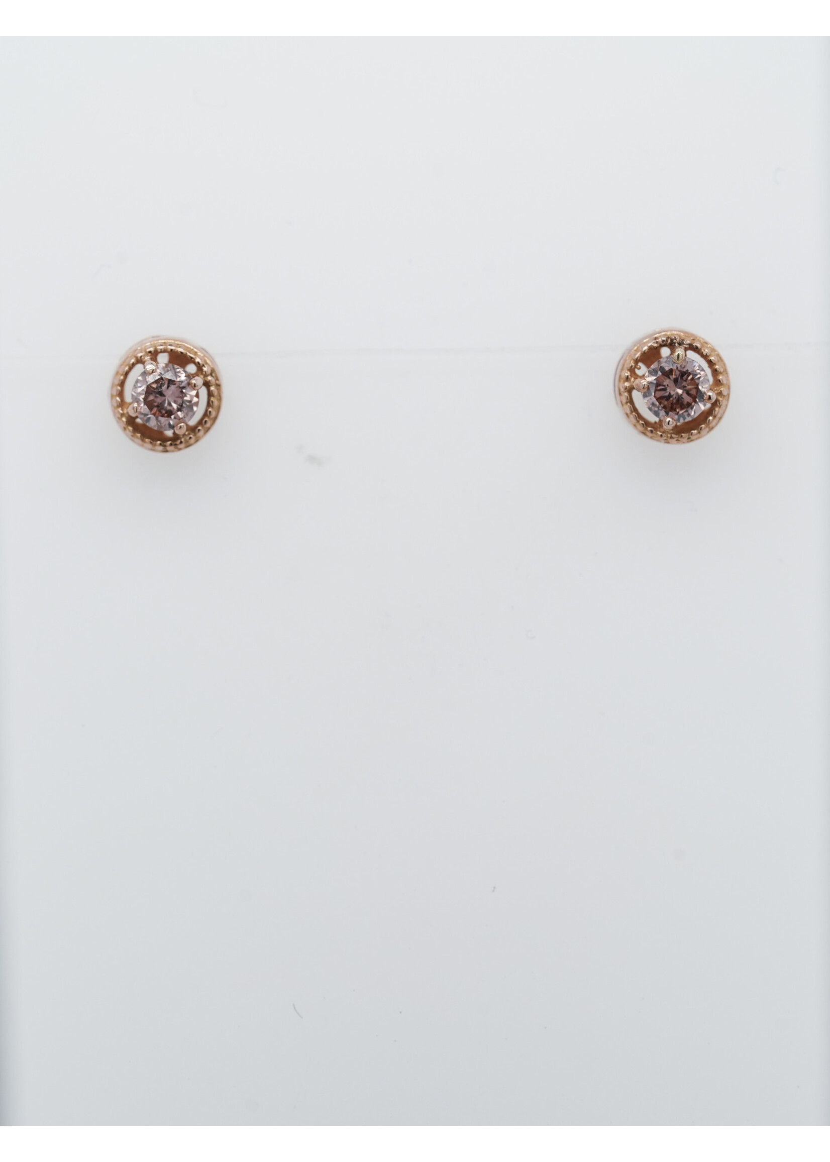 14KR 1.2g .34ctw Brown/Pink Diamond Stud Earrings