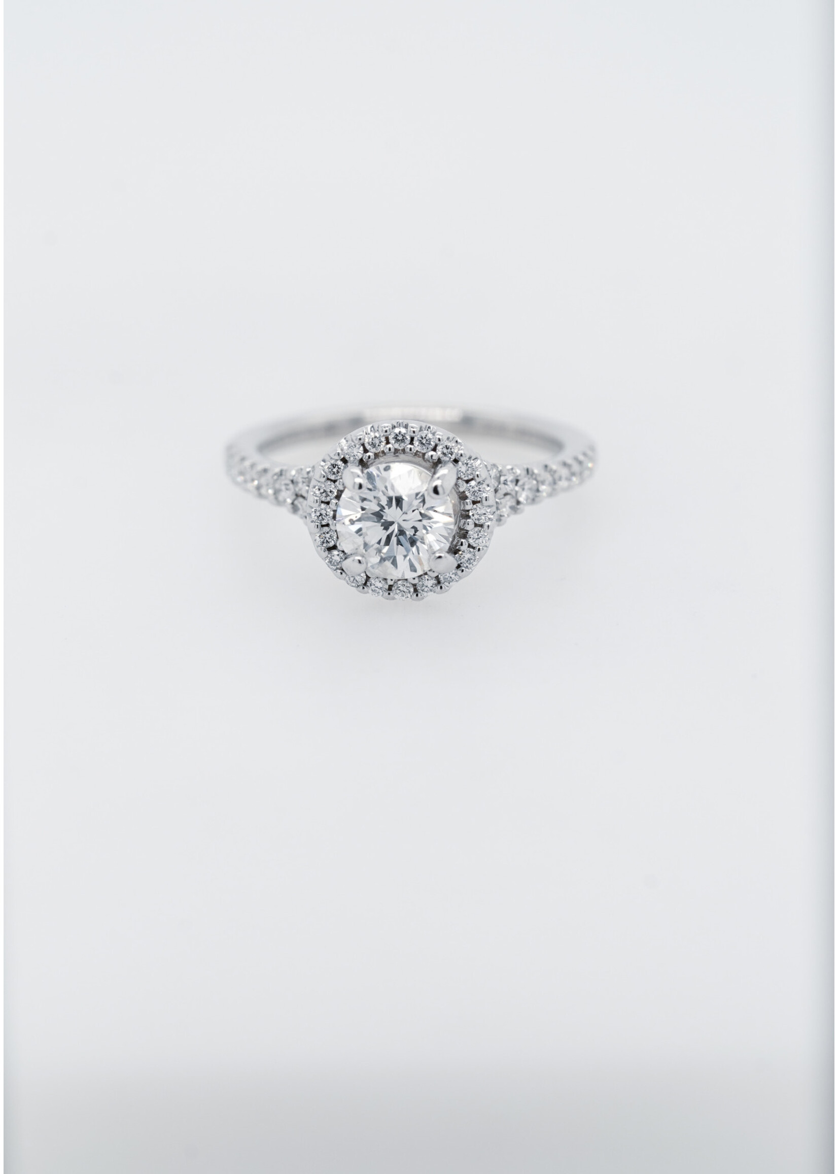 14KW 3.40g 1.20ctw (.86ctr) E/I1 EGL Diamond Halo Engagement Ring (size 5.25)