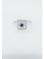 14KW 2.78g .53ctw Sapphire & Diamond Vintage Inspired Ring (size 6.5)