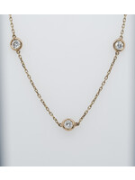 14KY 4.55g 1.74ctw Diamond By The Yard Necklace 16-18"