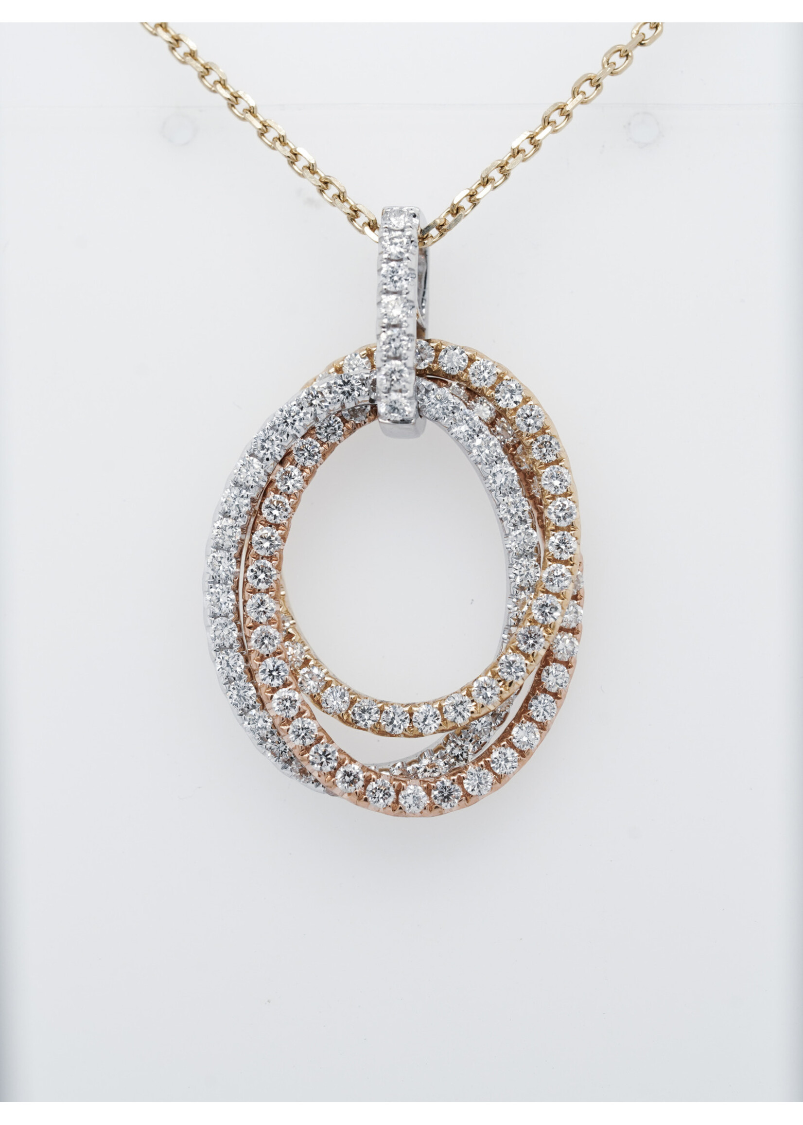 14KWYR 7.29g 1.62ctw Diamond Triple Oval Fashion Pendant 18"