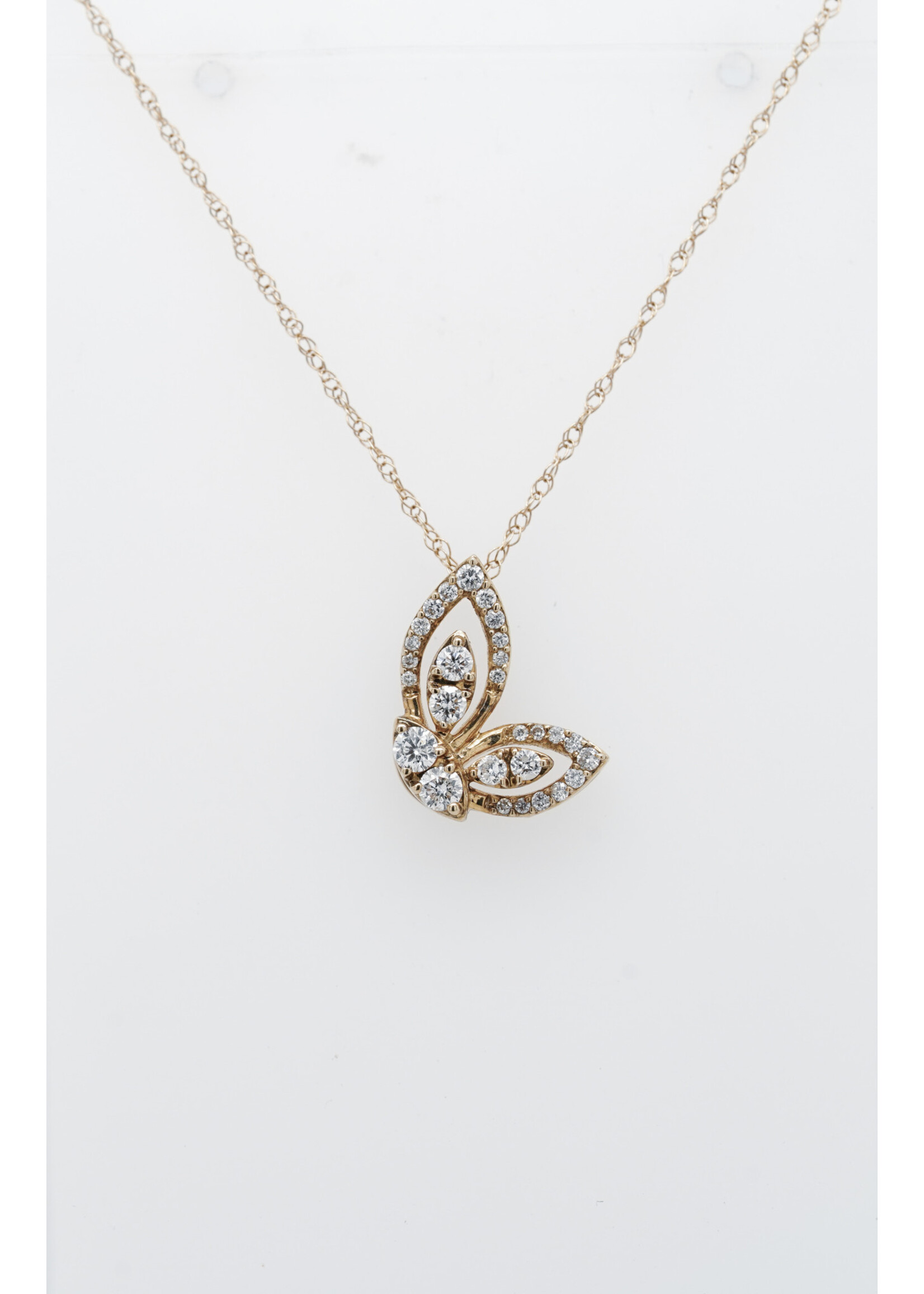 14KY 1.2g .21ctw Diamond Butterfly Necklace 18"