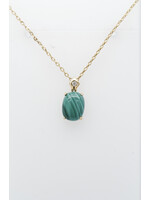 18KY 1.5g 1.99ctw Malachite & Diamond Pendant 18"