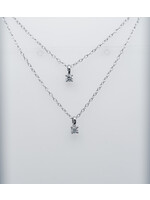 14KW 1.82g 1/8ctw Layered Diamond Necklace 18"