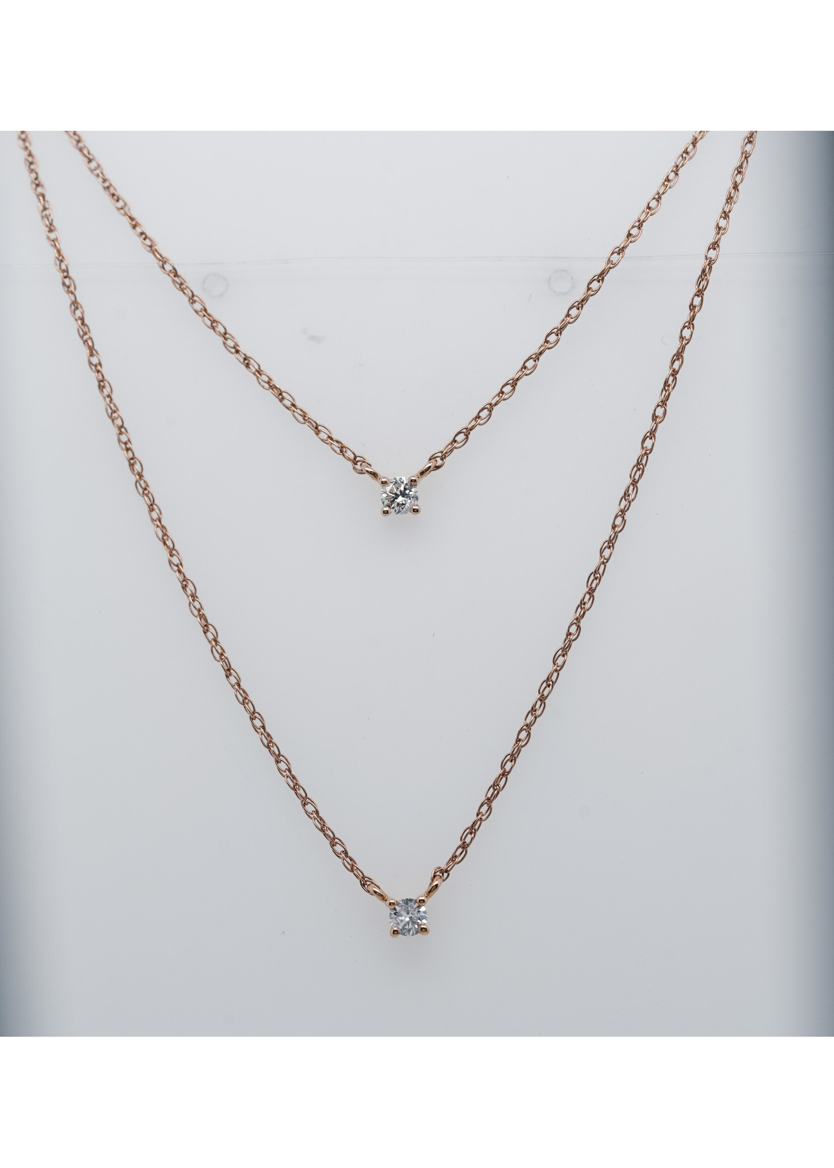 14KR 1.82g 1/8ctw Layered Diamond Necklace 18"