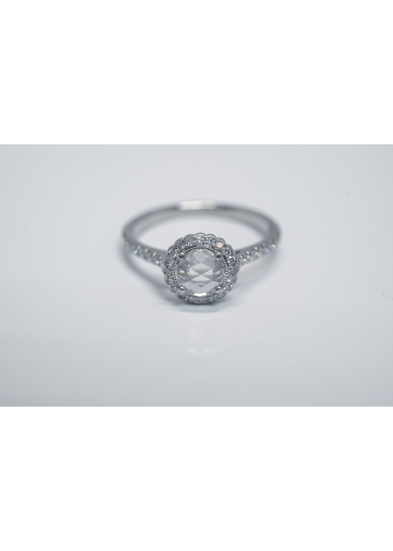 T&CO Platinum 3.81g .63ctw (.33ctr) I/VVS2 Rose Cut Diamond Halo Ring (size 6)