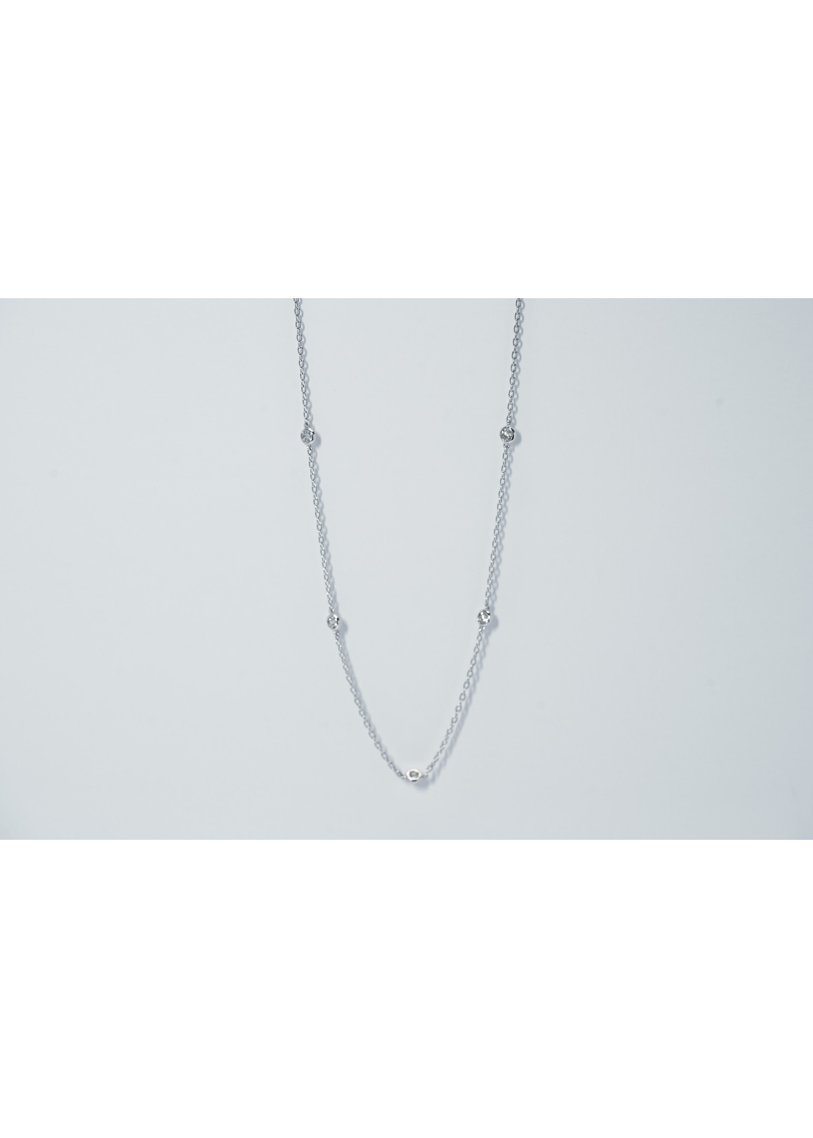 14KW 3.05g .58ctw Diamond By The Yard Necklace 16-18"