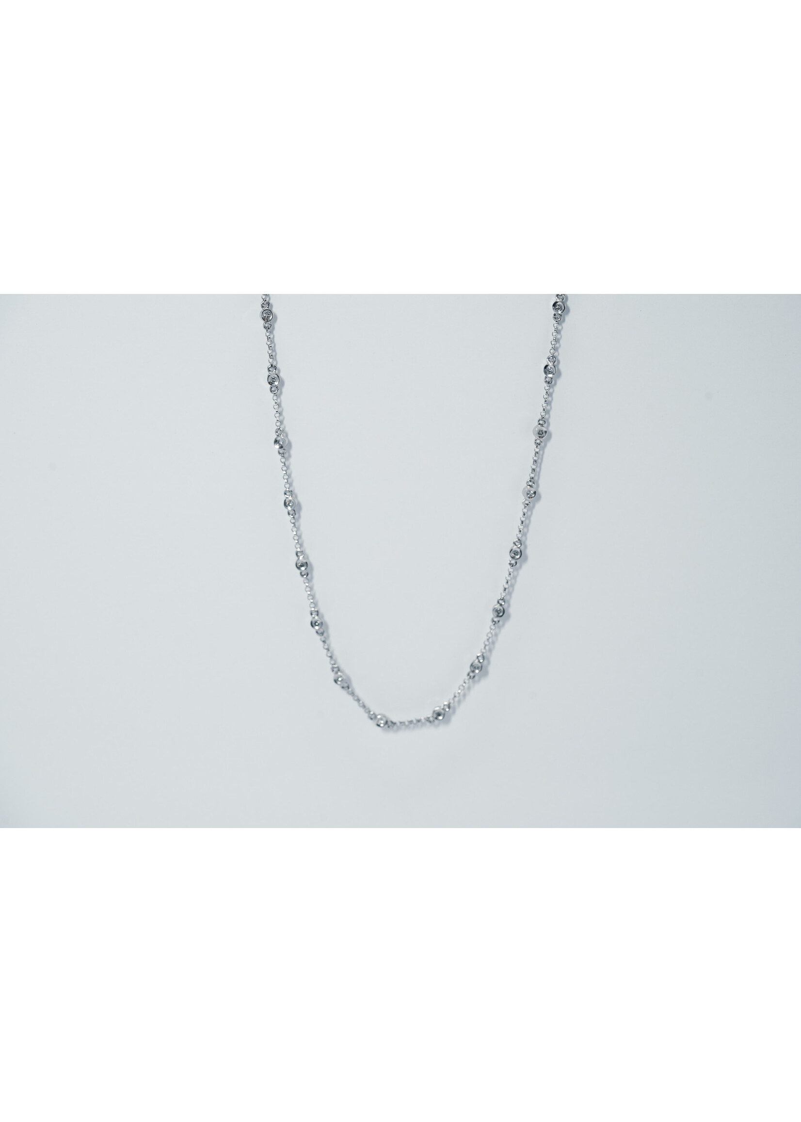 14KW 5.6g .38ctw Diamond By The Yard Necklace 18"
