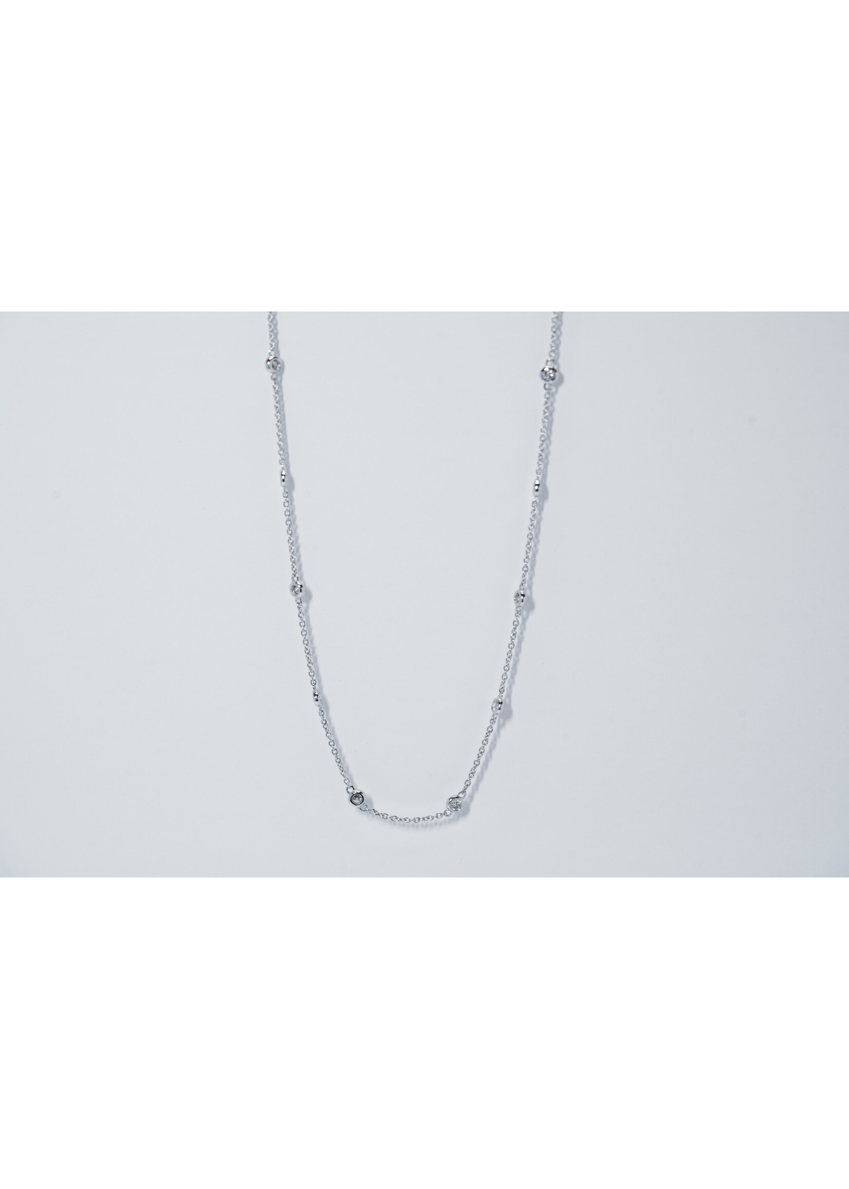 14KW 3.52g .61ctw Diamond By The Inch Necklace 16-18-20"