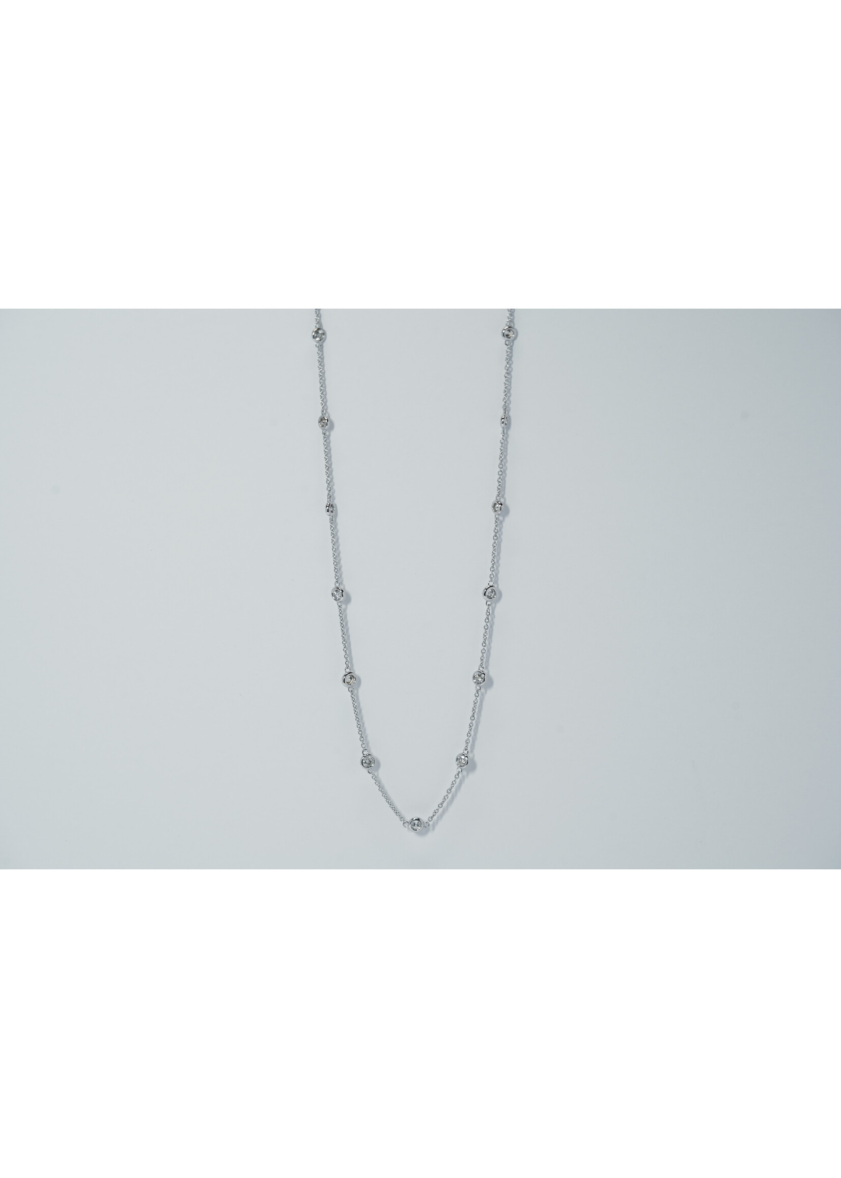 14KW 3.84g 1.04ctw Diamond By The Inch Necklace 16-18-20"