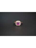 14KR 4.15g 1.81ctw (1.56ctr) Pink Burma Sapphire Halo Fashion Ring (size 7)