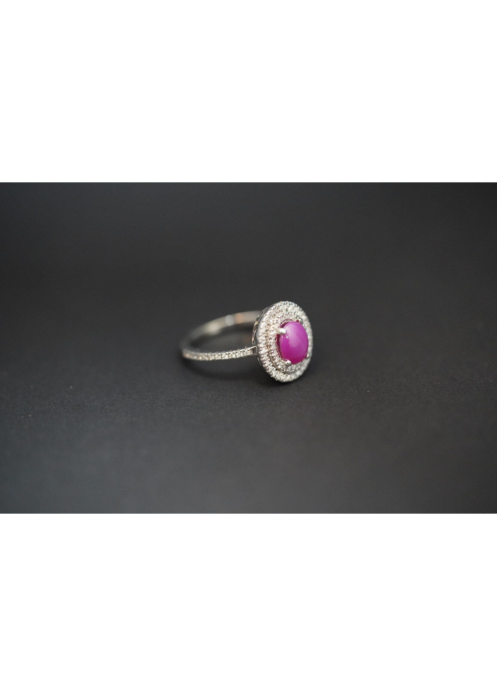 14KW 4.67g 1.74ctw (1.00ctr) Pink Star Sapphire & Diamond Double Halo Ring (size 7.25)