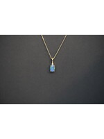 VIT- 14KY 2.84g .77ctw Blue Opal & Diamond Pendant 16-18"