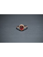 14KR 2.4g 1.62ctw (1.20ctr) Rubelite & Diamond Halo Fashion Ring (size 7)