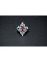 14KW 4.2g .84ctw Ruby & Diamond Vintage Inspired Ring (size 7)