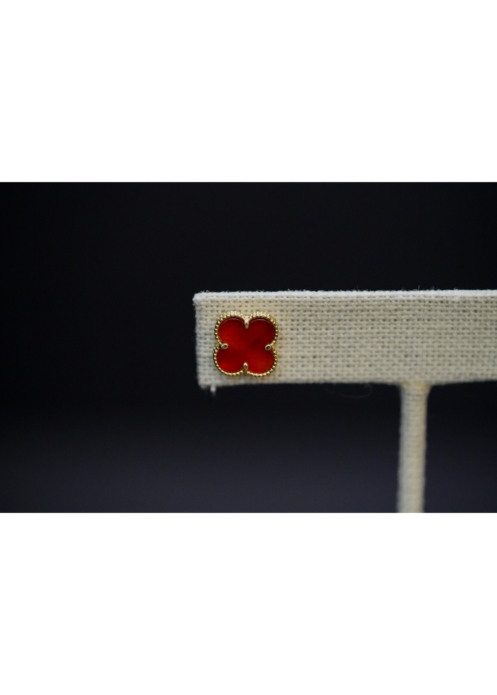 18KY 2.20g Red Alhambra Stud Earrings