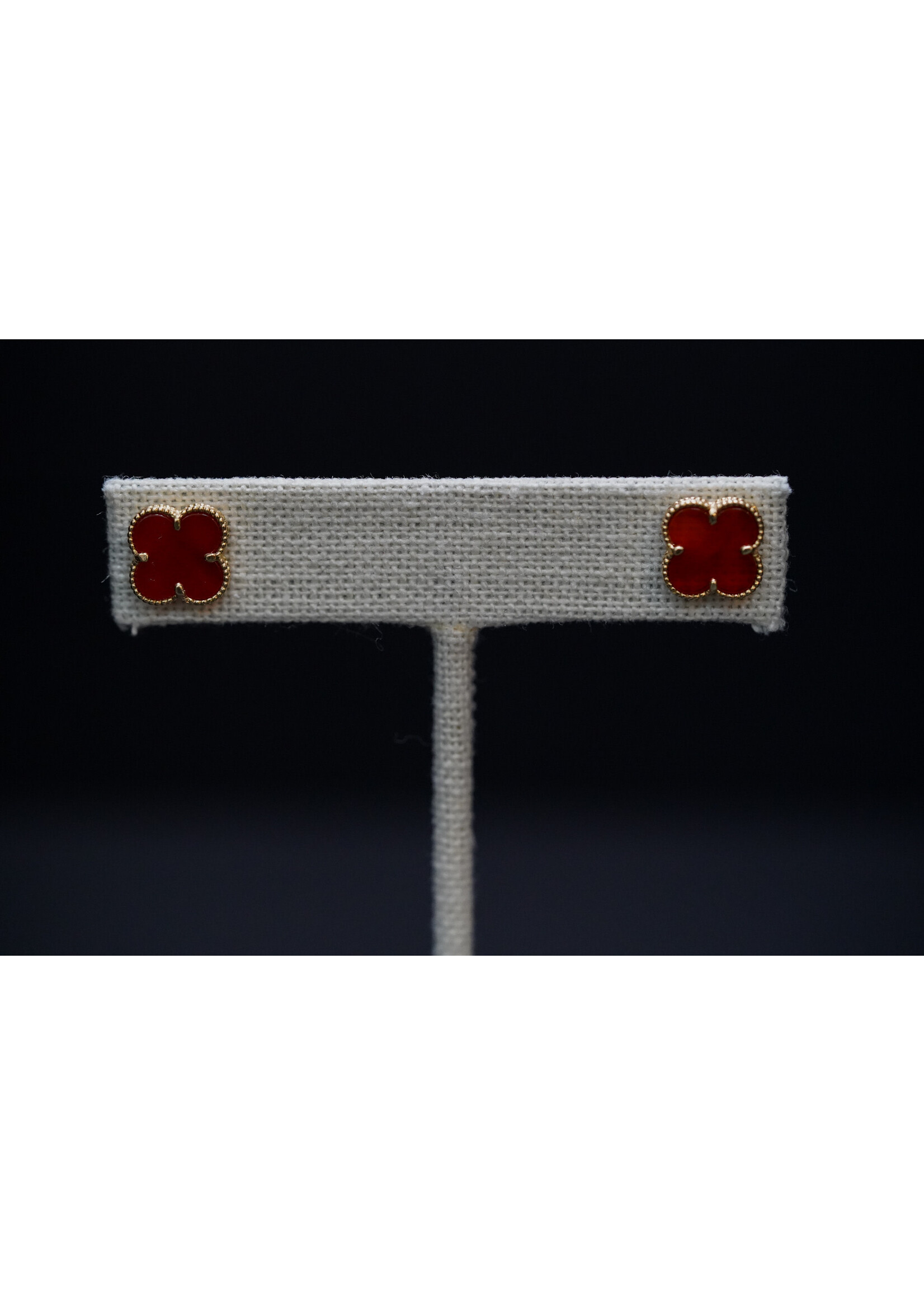 18KY 2.20g Red Alhambra Stud Earrings