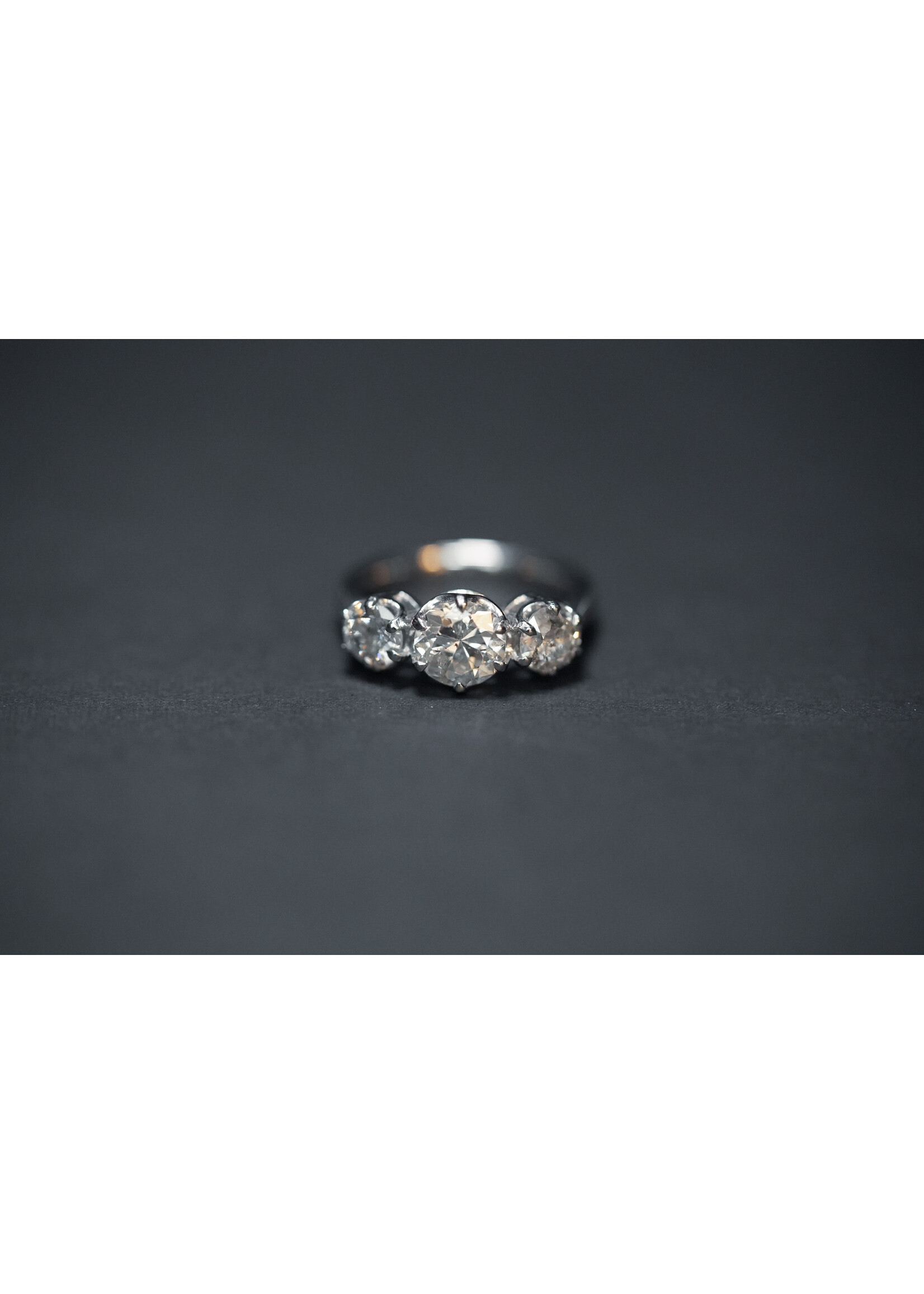 Platinum 6.26g 2.42ctw (1.32ctr) H/SI2 European Diamond Three-Stone Ring (size 5.75)