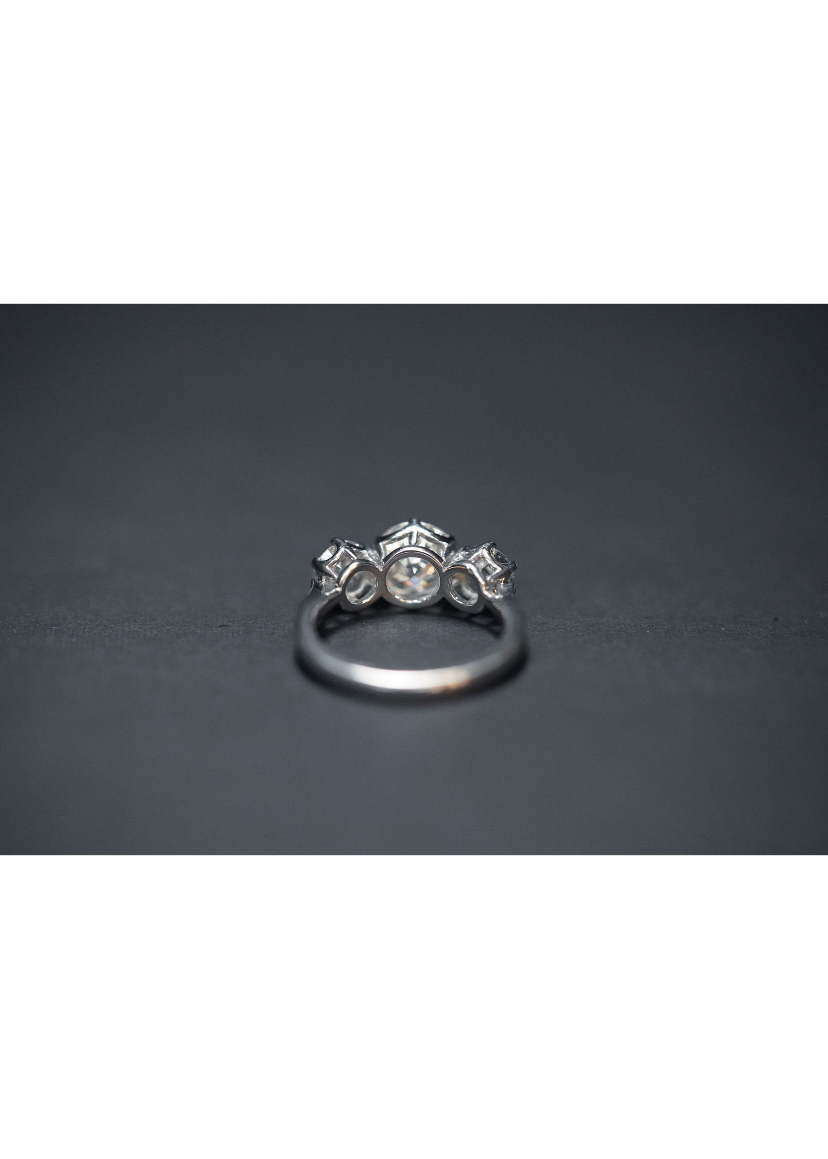 Platinum 6.26g 2.42ctw (1.32ctr) H/SI2 European Diamond Three-Stone Ring (size 5.75)