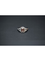 18KW 4.35g 2.20ctw (1.45ctr) Pink/Brown/I1 GIA Radiant Diamond Halo Engagement Ring (size 6.5)