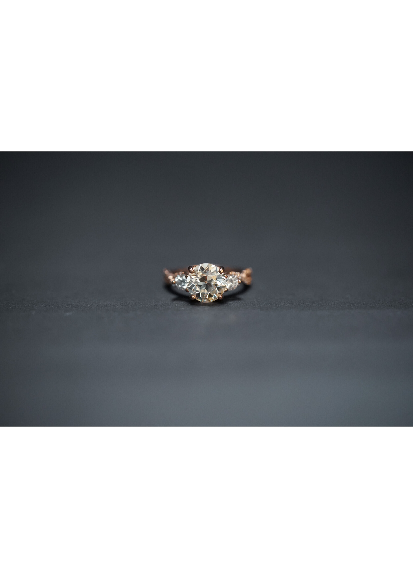 14KR 3.56g 3.10ctw (2.40ctr) L-M/VS1 European Cut Diamond Engagement Ring (size 5)