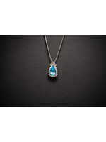 14-18KW 12.42g 5.80ctw (4.00ctr) Blue Topaz & Diamond Halo Fashion Pendant 18"