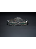 18KW 29.94g 4.50ctw Emerald & Diamond Antique Bracelet 7.5"
