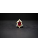 18KY 14.39g 6.04ctw (4.04ctr) Ruby & Diamond Fashion Ring (size 7)