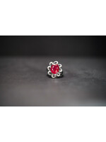 18KW 5.75g 5.88ctw (5.58ctr) Ruby & Diamond Fashion Ring (size 6.5)