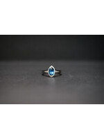 14KW 3.6g 1.80ctw (1.57ctr) Sapphire & Diamond Halo Ring (size 6.75)