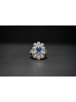 14KW 5.9g 2.35ctw (1.25ctr) Sapphire & Diamond Fashion Ring (size 7)