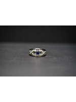 14KW 5.5g .95ctw (.40ctr) Sapphire & Diamond Fashion Ring (size 7)