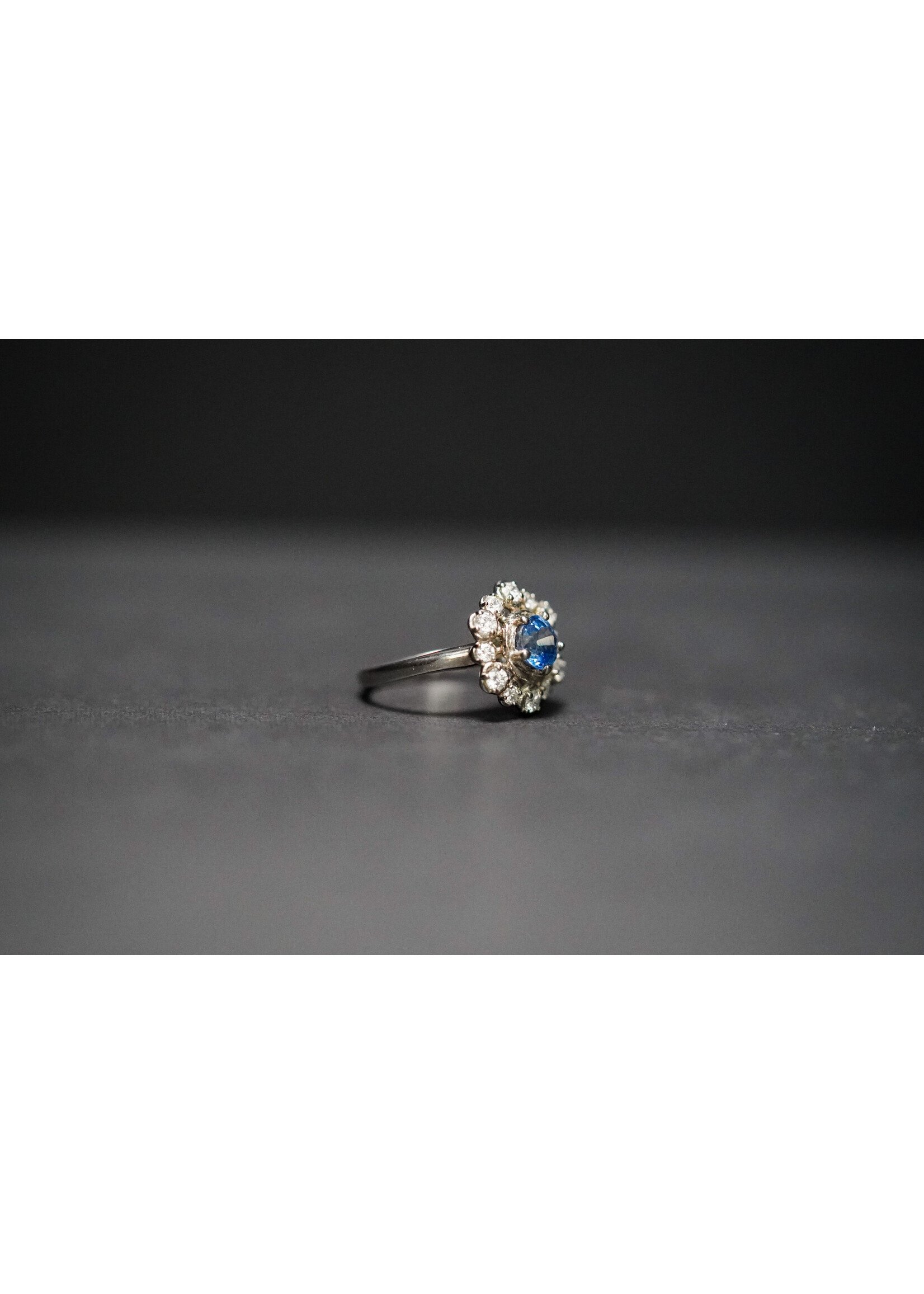 14KW 3.5g 1.48ctw (.90ctr) Sapphire & Diamond Ring (size 4.5)