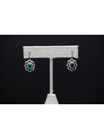 Platinum 5.11g 2.43ctw (1.33ctrs) Columbian Emerald & Diamond Vintage Earrings