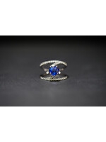 14KW 5.26g 3.35ctw (2.68ctr) Sapphire & Diamond Fashion Ring (size 7)