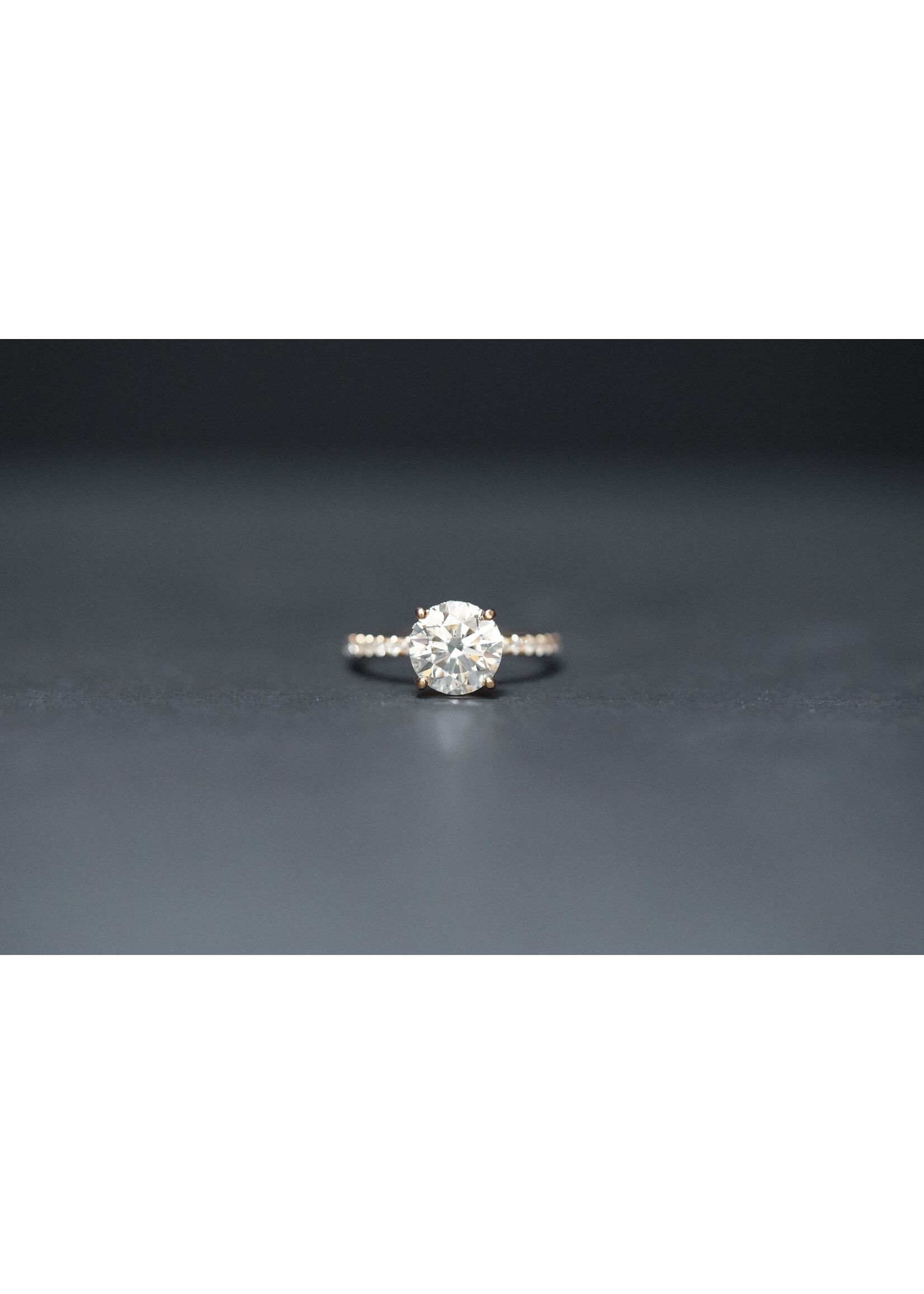 18KY 2.83g 2.56ctw (2.24ctr) G/SI2 GIA Round Diamond Hidden Halo Engagement Ring (size 6.5)