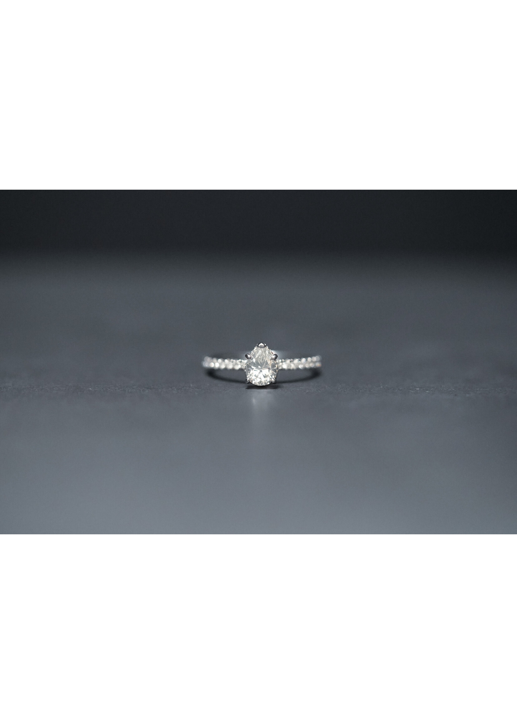 18KW 2.19g 1.08ctw (.75ctr) I/SI2 Pear Hidden Halo Engagement Ring (size 6.5)