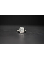 18KW 7.26g 2.72ctw (1.72ctr) E/SI1 GIA Cushion Diamond Halo Engagement Ring (size 6)