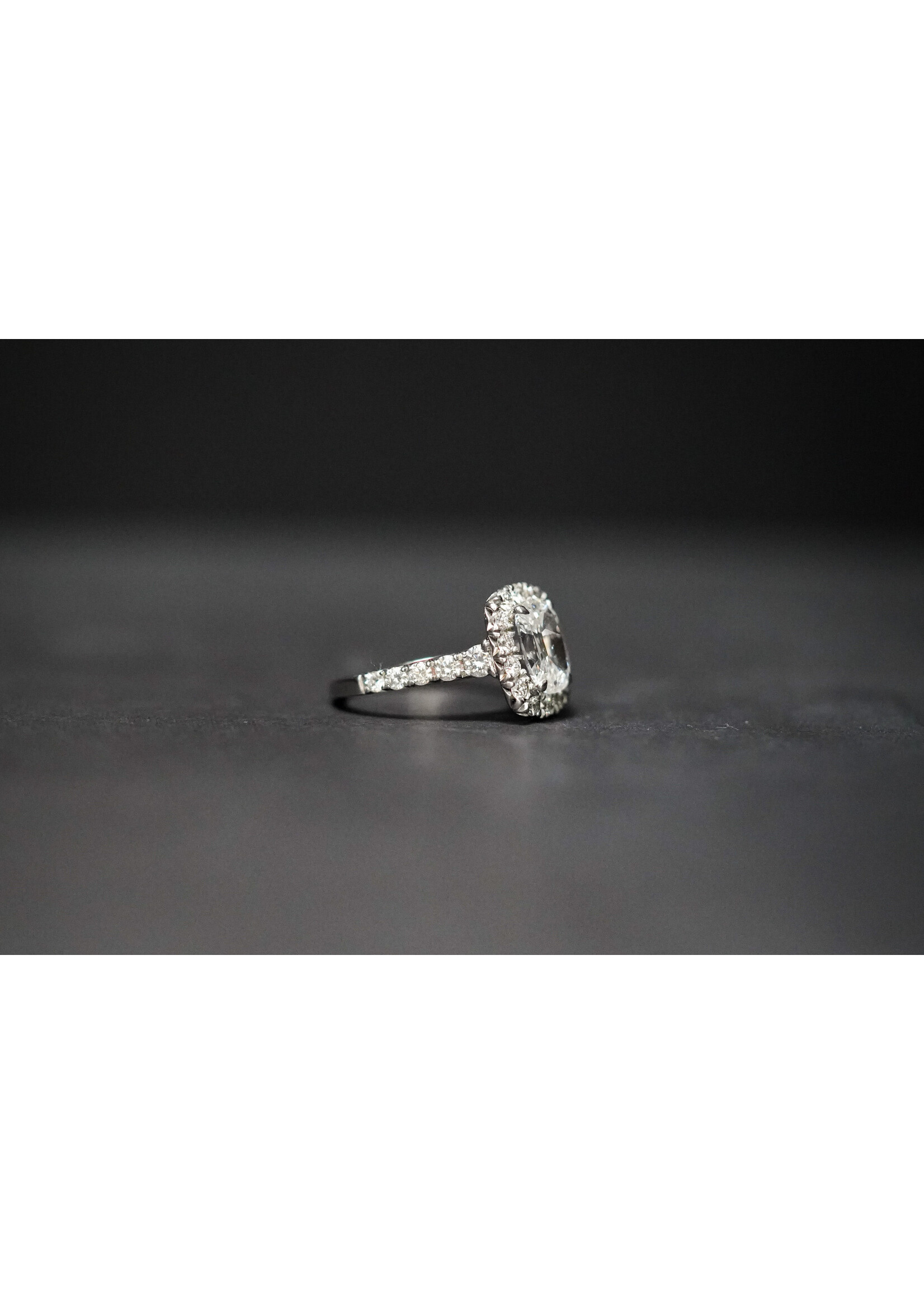 18KW 7.26g 2.72ctw (1.72ctr) E/SI1 GIA Cushion Diamond Halo Engagement Ring (size 6)