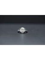 Platinum 7.61g 3.72ctw (3.22ctr) J/VS2 Round Diamond Engagement Ring (size 5.75)