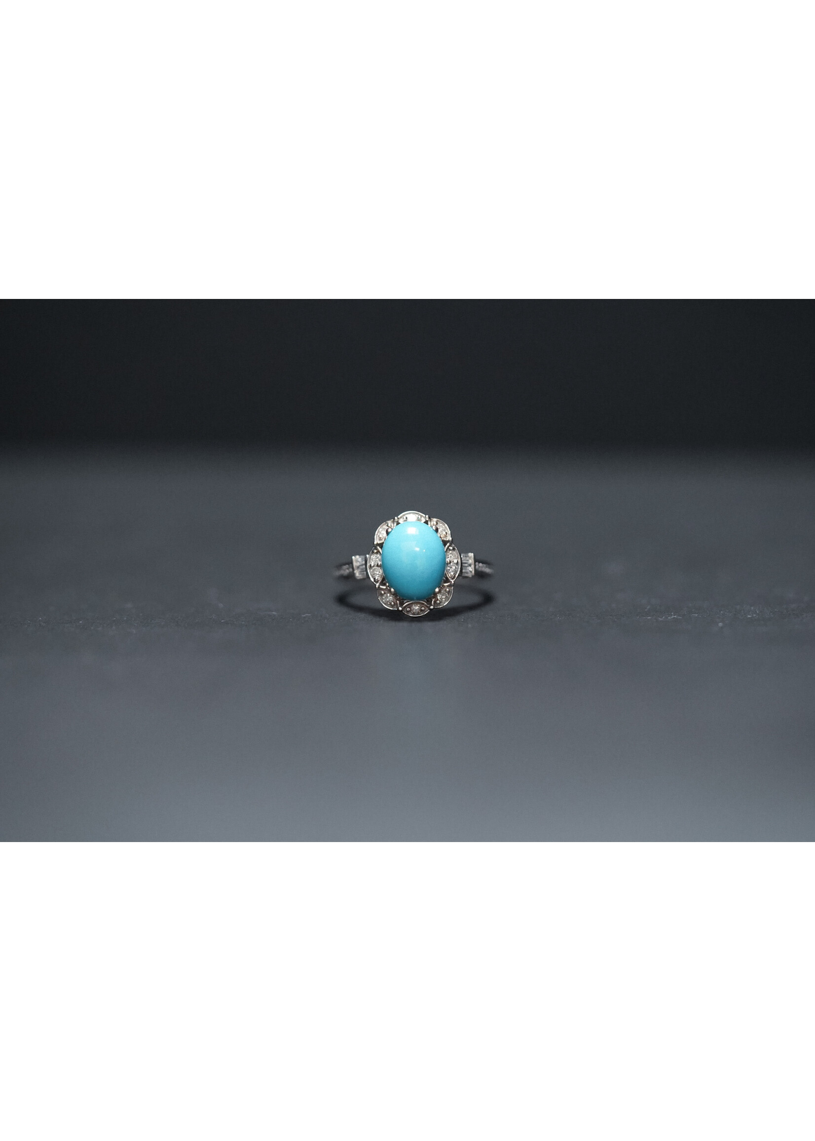 10KW 2.67g 3.30ctw Diamond & Robin Egg Turquoise Fashion Ring (size 7)