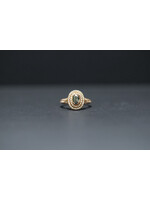 14KY 3.7g 1.08ctw (.52ctr) Green Diamond Halo Ring (6.5)