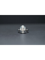 14KW 4.4g .91ctw (.46ctr) I/SI2 Oval Diamond & Sapphire Vintage Inspired Ring (size 6.5)