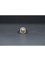 18KW 2.32g 1.10ctw (1.00ctr) Salt & Pepper Diamond Halo Ring (size 6)