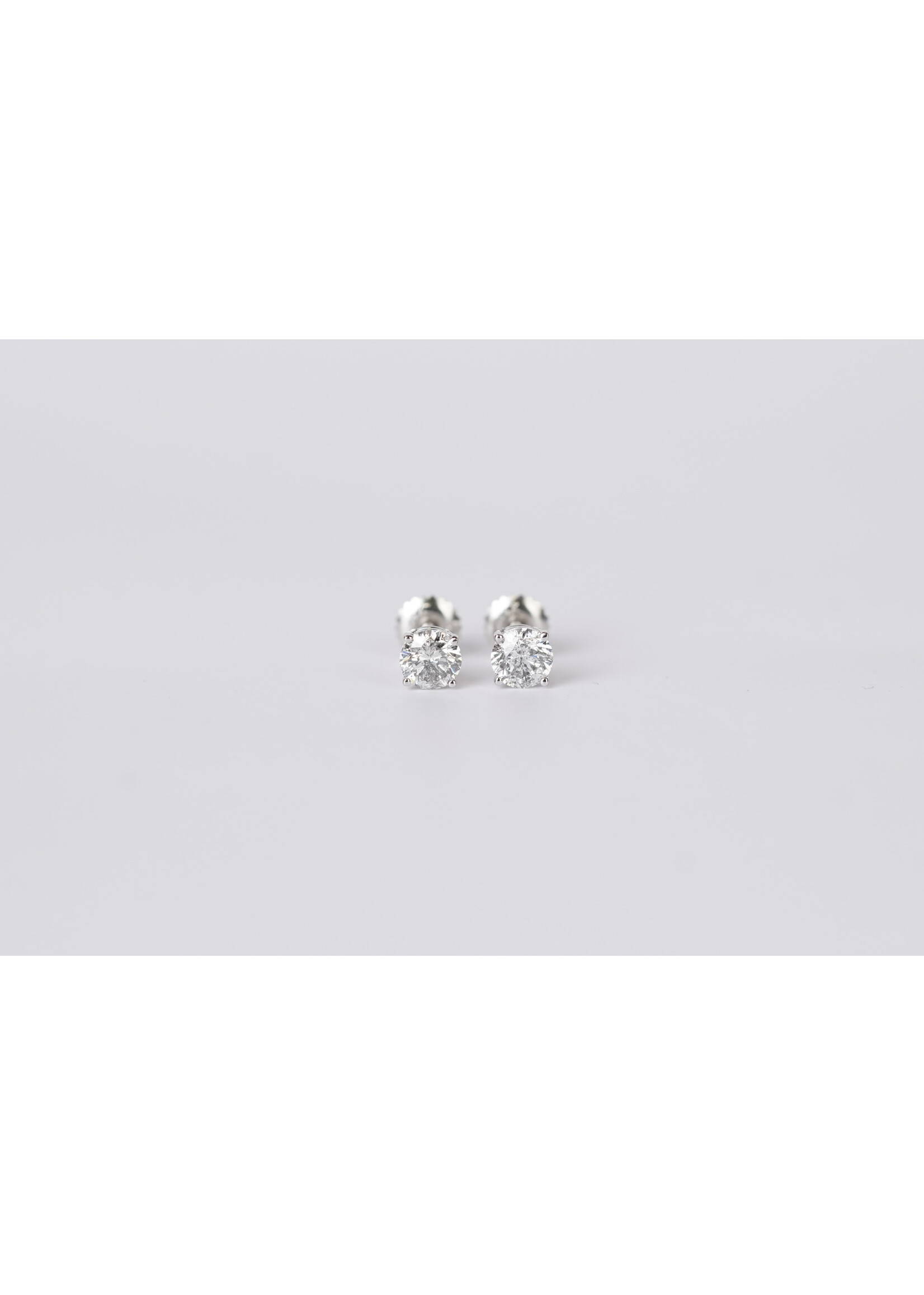 14KW 1.43ctw I/I2-I3 Round Diamond Stud Earrings