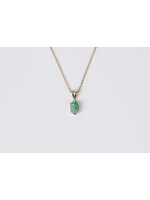 14KY 2.53g .76ctw Opal & Diamond Pendant 16-18"