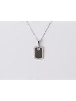 14KW 1.80g .12ctw Diamond Dog Tag Pendant 16-18"