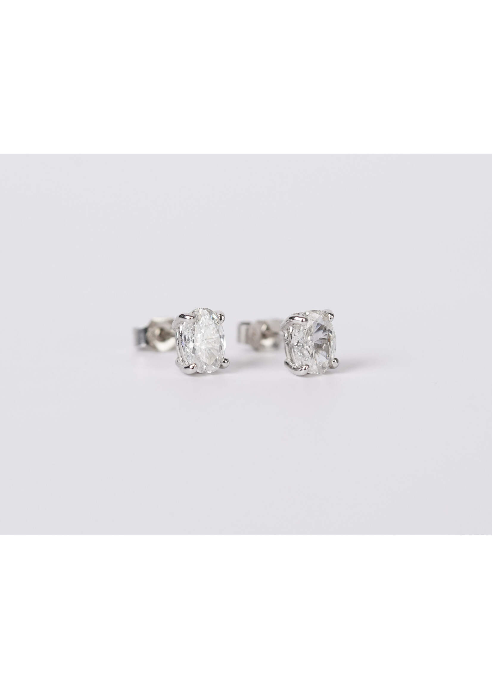 14KW 1.08ctw H-I/SI2 Oval Diamond Solitaire Earrings
