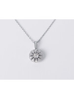 14KW 3.57g .15ctw Diamond Filagree Pendant 18"