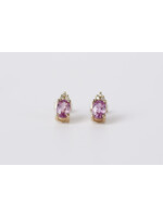 14KY 1.78g 1.10ctw Pink Sapphire & Diamond Stud Earrings